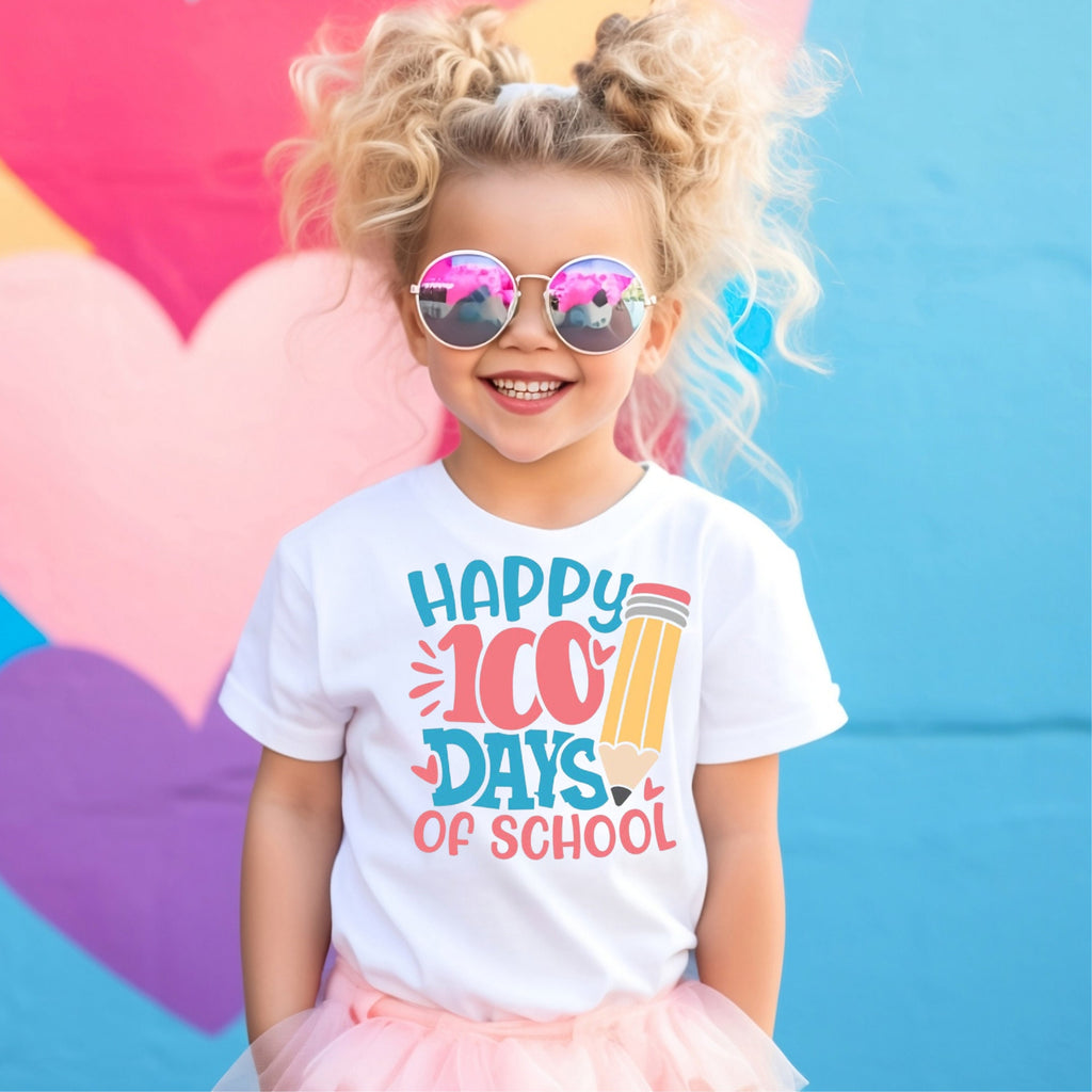 Kid's T-shirt - Happy 100 Days of School - Black or White