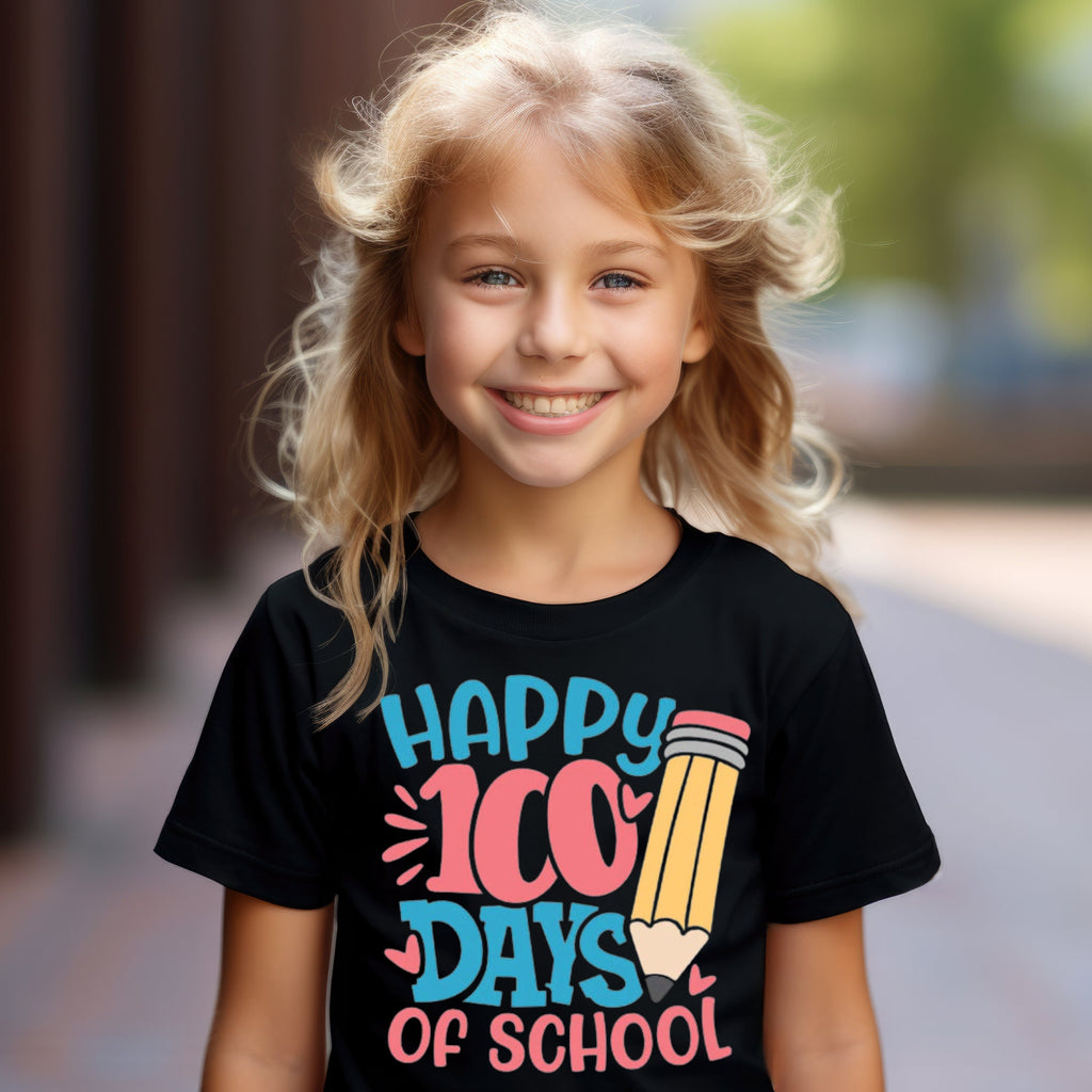 Kid's T-shirt - Happy 100 Days of School - Black or White