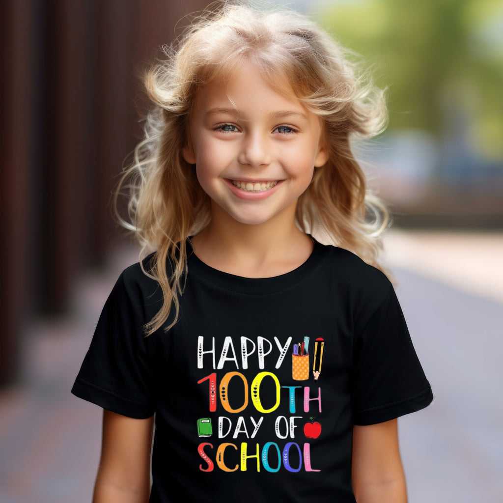 Kid's T-shirt - Happy 100th Day of School - Black only