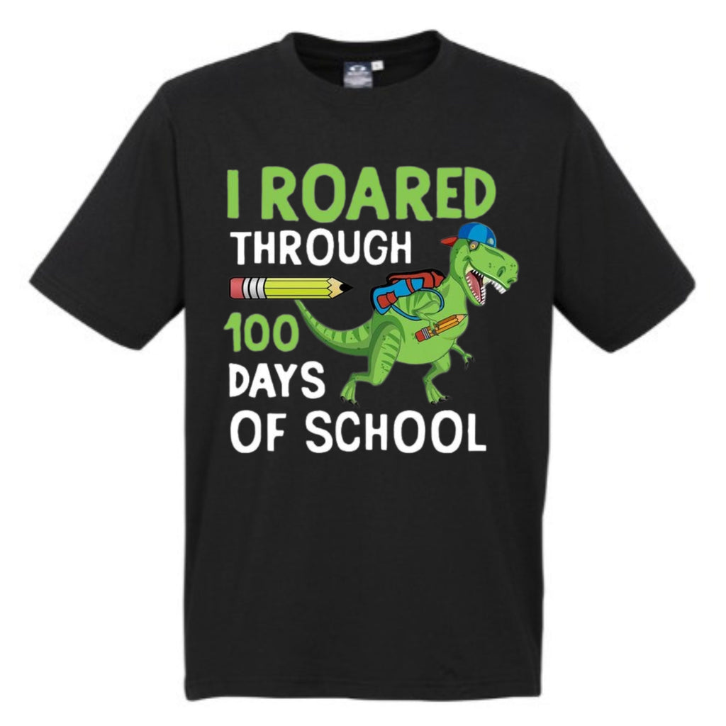 Kid's T-shirt - I Roared Through 100 Days of School - Black only