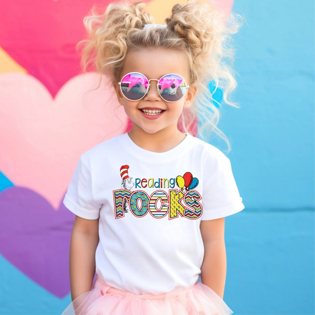 Kid's T-shirt - Reading Rocks - White only