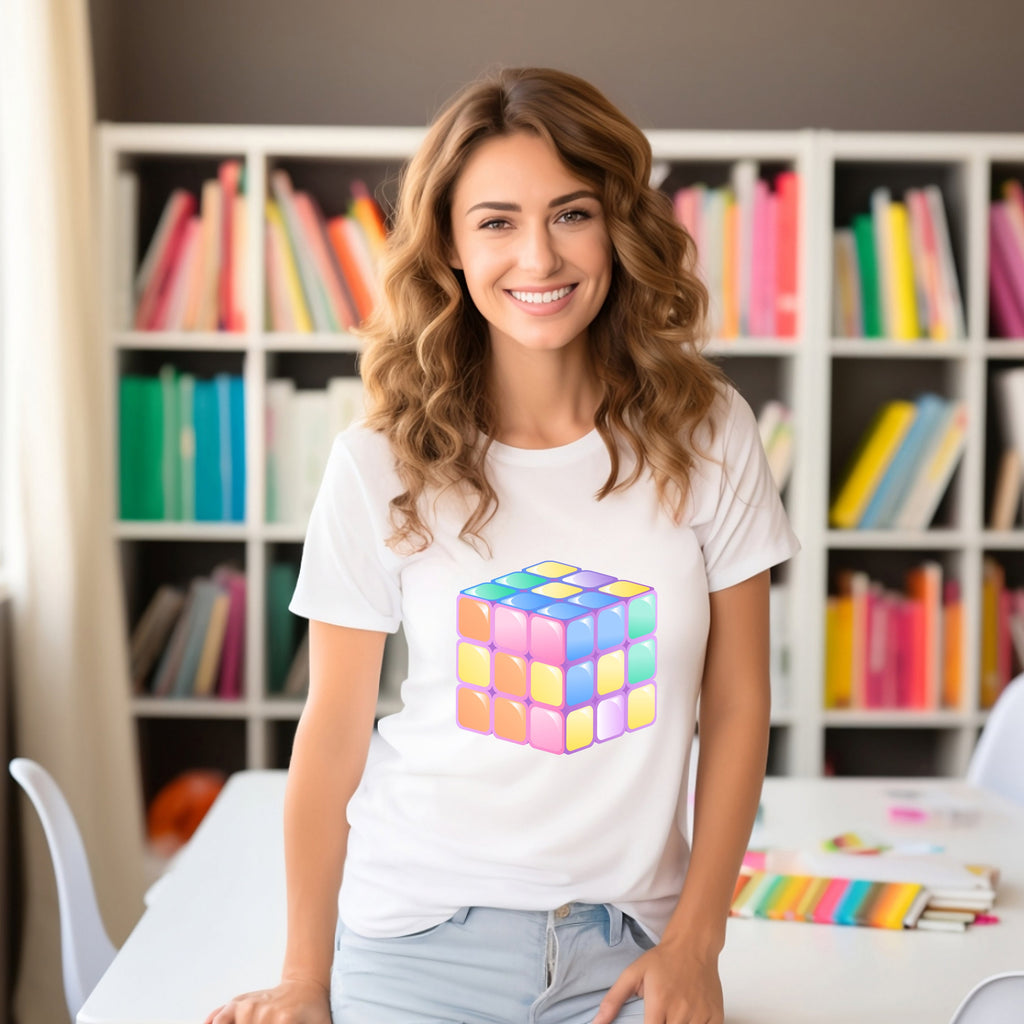 Teacher T-shirt - Maths Day - Pastel Cube - Black or White