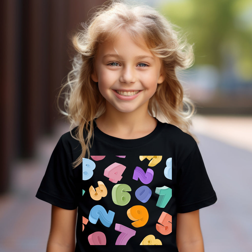 Kid's T-shirt - Maths Days - Large Numbers - Black or White