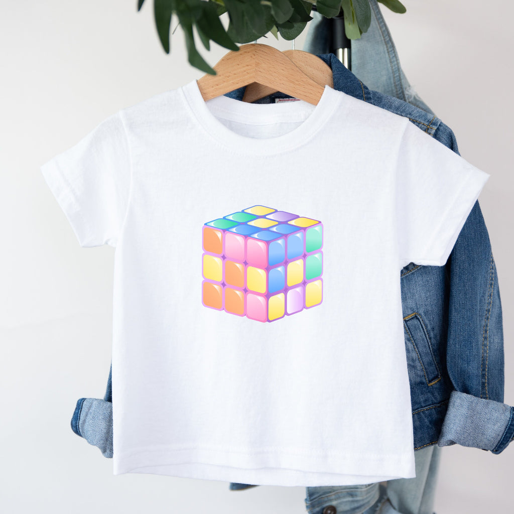 Kid's T-shirt - Maths Days - Pastel  Cube - Black or White