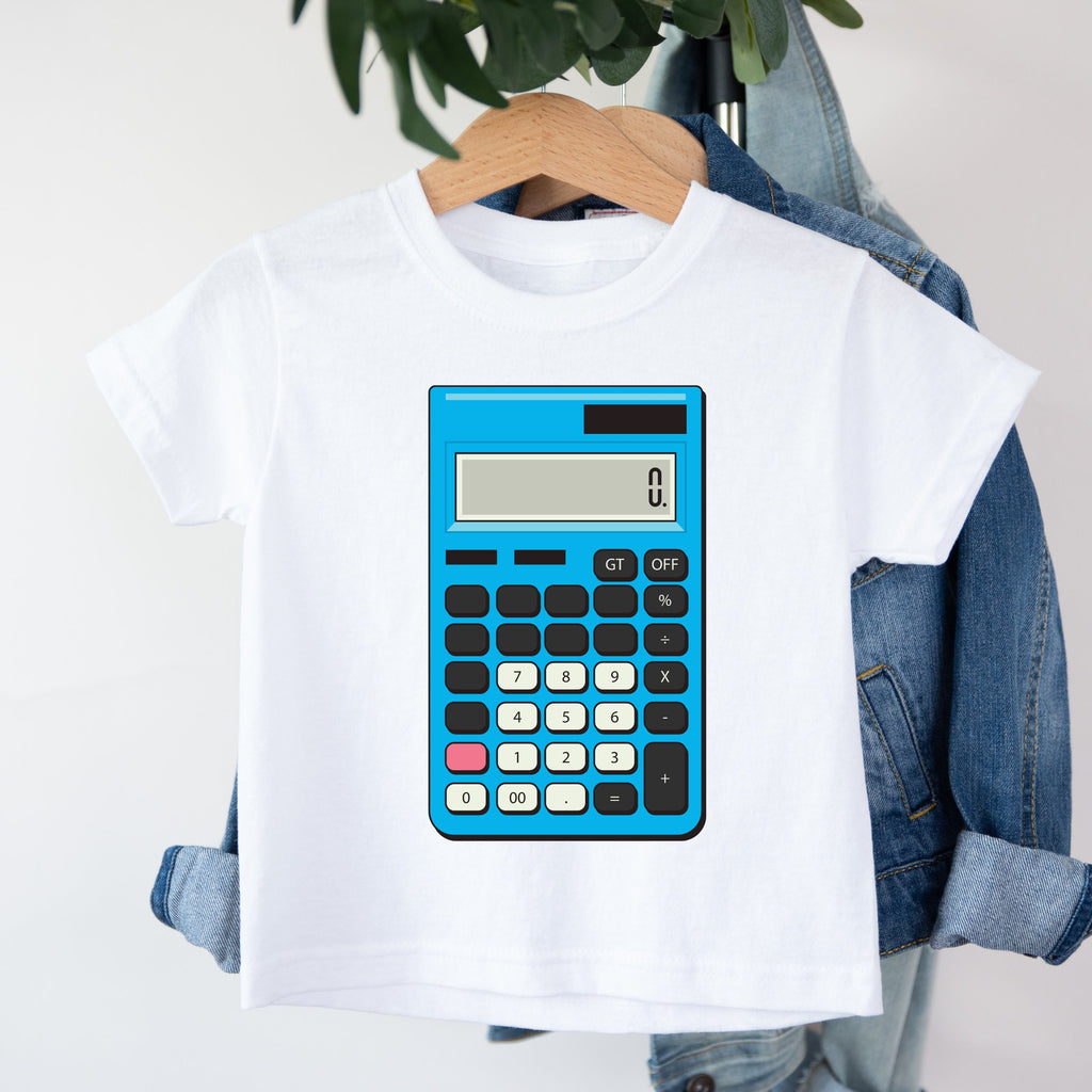 Kid's T-shirt - Maths Days - Blue Calculator - Black or White