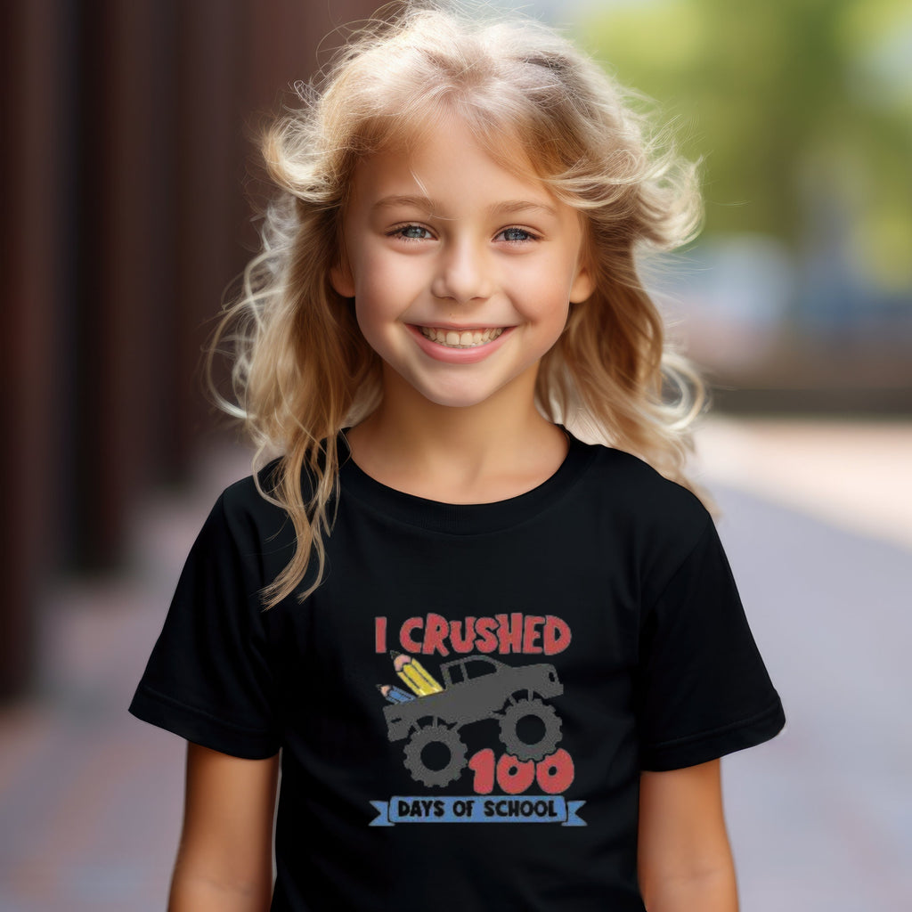 Kid's T-shirt - I crushed 100 Days Truck - Black or White