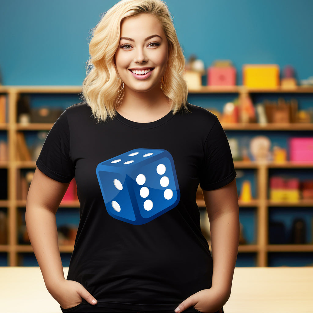 Teacher T-shirt - Maths Day - Blue Dice - Black or White