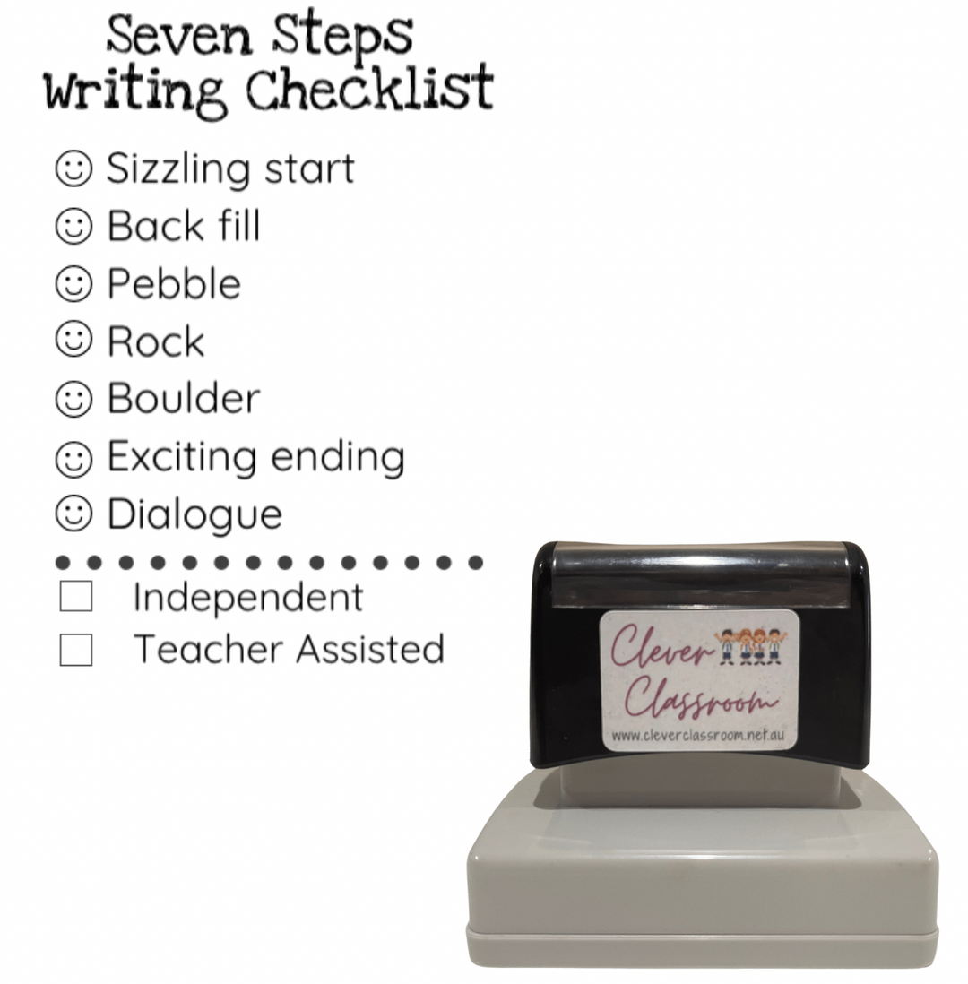 Seven Steps Writing Checklist Stamp - 43 x 67mm Rectangle