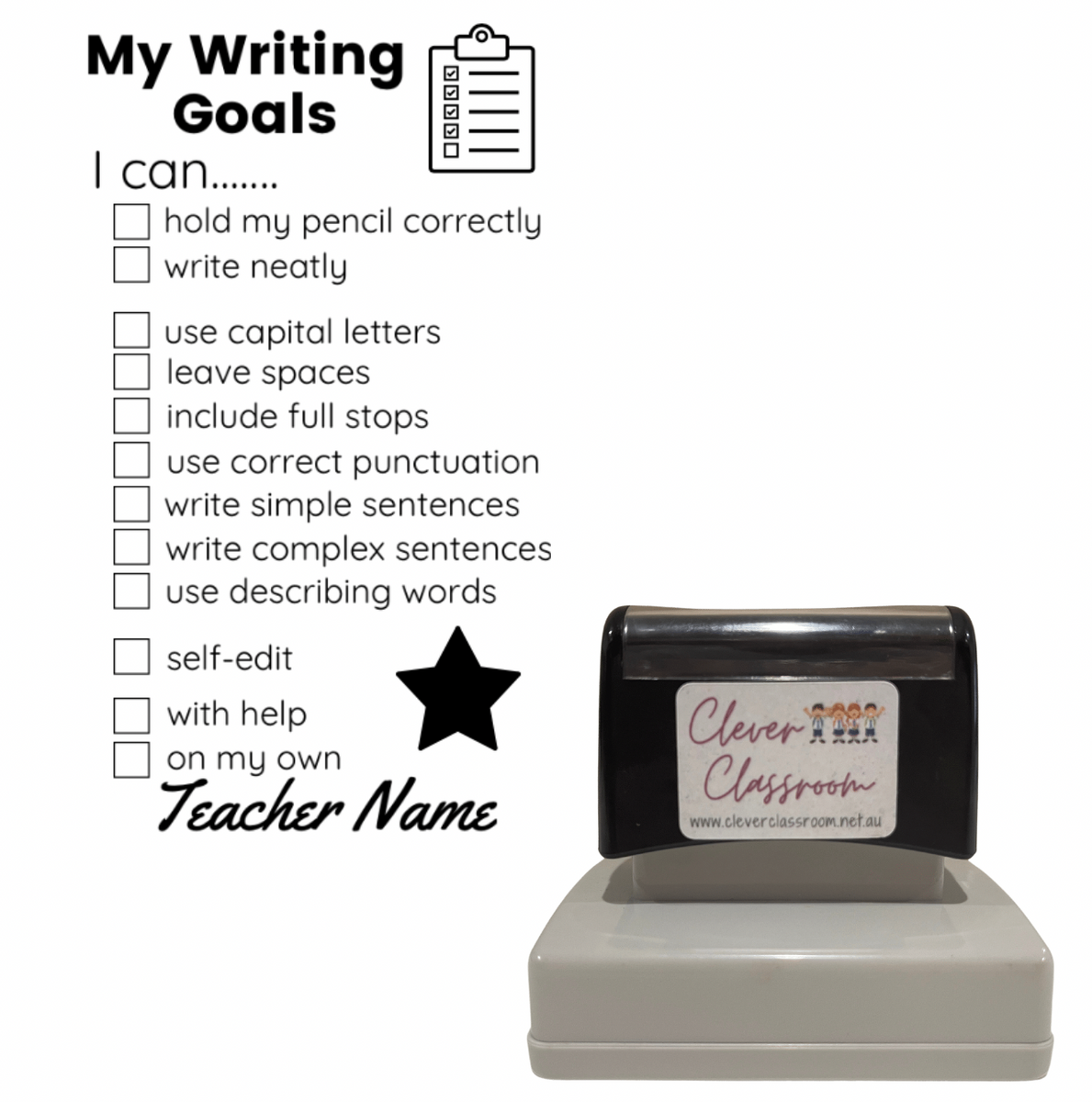 My Writing Goals Checklist Stamp - Rectangle 43 x 67mm