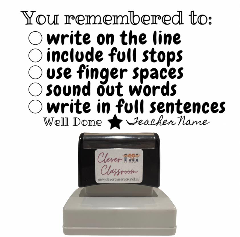 Writing Checklist Stamp - You remembered to Teacher Stamp - Rectan...